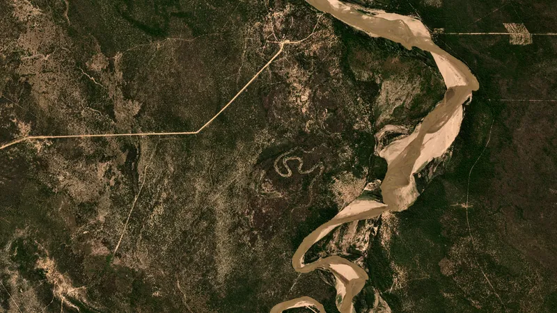 Imagen PlanetScope del mismo sitio argentino en agosto de 2024: algo más de fragmentación con un corte rectilíneo nuevo arriba a la derecha, pero sin grillas comparables a los focos paraguayos.